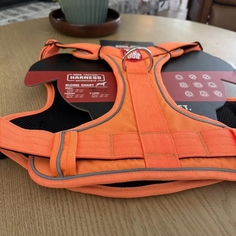 Boss Dog Harness With Boss Clips, Hunter Orange - large